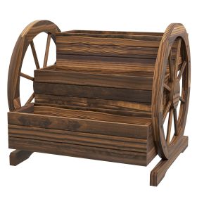 Wooden Wagon Planter Box 3-Tier Raised Garden Bed for Vegetables Flowers Herbs