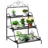 Metal Plant Stand 3 Tier Ladder Display Shelf Flower Pot Holder for Indoor Outdoor Patio