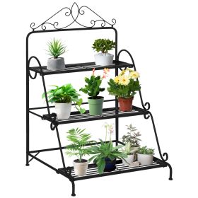 Metal Plant Stand 3 Tier Ladder Display Shelf Flower Pot Holder for Indoor Outdoor Patio