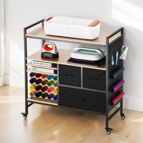 Rolling Craft Cart and Storage Table, Compatible with Cricut Machines, Crafting Table Organization Workstation
