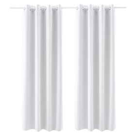 Blackout Curtains, White Blocking Drapes for Bedroom and Living Room, 2 Panels Set Grommet Room Darkening Curtain, Solid Thermal Insulated Drapes