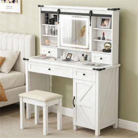 Dressing table, cushioned stool and storage drawer, cabinet, bedroom cabinet, storage cabinet, white