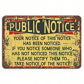 CIFbuy Funny Public Notice Sign Metal Decorative Plaque for Home Bar Wall(TikTok, temu pick-up service)
