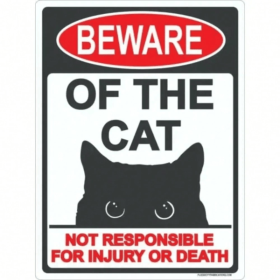 CIFbuy Metal Cat Beware Sign Durable Eye Catching Indoor Outdoor Decor (TikTok, temu pick-up service)