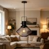 Black Industrial Pendant Light Fixture Adjustable Hanging Chain Ceiling Mount Vintage Metal Lighting for Home Decor