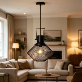 Black Industrial Pendant Light Fixture Adjustable Hanging Chain Ceiling Mount Vintage Metal Lighting for Home Decor