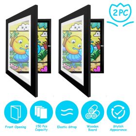 2Packs Kids Art Frame Front Opening Wooden Frame Artwork Display Storage Frame A4 Picture Frame Wall Display for Photo Art Projects Picture Children D