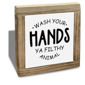 Funny Bathroom Decor Art, Wooden Box Sign Desk Decor-Wash Your Hands Ya Filthy. Farmhouse Home Bathroom Kitchen Decors, Kids Bathrooms Decors