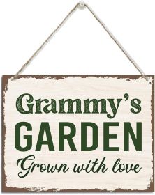 Grammy's Garden Sign, Rustic Hanging Wood Plaque, 10*7.9 Inches, Perfect for Home Decor & Gifting