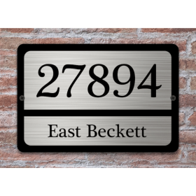 CIFbuy Customized Home Address Sign Metal 12 x 8 Inches Brushed Silver House Number Plaque(TikTok, temu pick-up service)