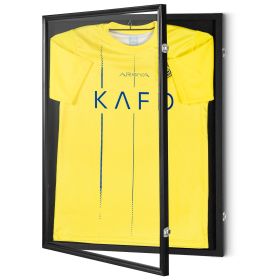 Jersey Display Frame Case, 23.3 x 31.2 x 1.5 in, Large Lockable Sport Jersey Shadow Box with 98% UV Protection PC Glass and Hangers