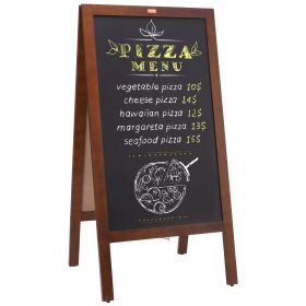 A Frame Chalkboard Sign, Double-Sided Sidewalk Signs, Freestanding Vintage Wooden Chalk Board with Chalks & Magnetic Eraser