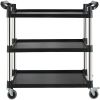 Utility Service Cart, 3 Shelf Heavy Duty 220LBS Food Service Cart, Rolling Utility Cart with Lockable Wheels
