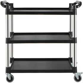 Utility Service Cart, 3 Shelf Heavy Duty 220LBS Food Service Cart, Rolling Utility Cart with Lockable Wheels