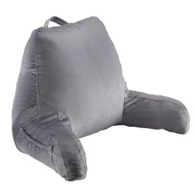 Reading Pillow, Standard Size Bed Pillow with Shredded Memory Foam, Back Pillow with 3 Pockets and Washable Short Velvet Cloth, Top with Handle