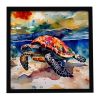 Loggerhead Sea Turtle Framed Metal Print Bathroom, Kitchen, Office, Home Decor Wall Art Ready to Hang, Square, 8X8