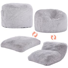 Bean Bag Bed Chair, Convertible Chair from BeanBag to Lounge or Mattress, Gaint Bean Bag Chair Bed with Washable Cover for Adults, Fluffy Plush