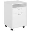 24" Small Filing Cabinet with Open Compartment, Drawer and Wheels, Home Office Storage Cabinet, White