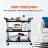 Utility Service Cart, 3 Shelf Heavy Duty 220LBS Food Service Cart, Rolling Utility Cart with Lockable Wheels