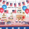 4th of July Tablecloth, American Flag Plastic Table Covers for Patriotic Party Supplies
