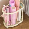 [Yoga Mat Storage Basket] 1pc Rolling Sports Equipment Storage Rack, Large Capacity Organizer Bin with Wheels for Yoga Mats, Balls