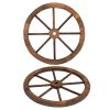 2pcs 24-Inch Old Western Style Garden Art Wall Decor Wooden Wagon Wheel Brown