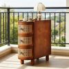 3-Drawer Rattan Nightstand Wooden End Table Side Tablefor Living Room Bedroom