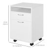 24" Small Filing Cabinet with Open Compartment, Drawer and Wheels, Home Office Storage Cabinet, White