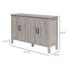 Sideboard Buffet with 4 Barn Doors and 2 Adjustable Shelves, Kitchen Buffet Cabinet for Living Room, Hallway, Gray