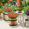 Outdoor Wooden Planter Box with Drainage Holes Set of 3 for various occasions, such as balconies, gardens, backyards, porches, etc