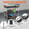 Utility Service Cart, 3 Shelf Heavy Duty 220LBS Food Service Cart, Rolling Utility Cart with Lockable Wheels