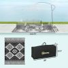 Reversible Outdoor Rug, Waterproof Plastic Straw with Carry Bag, 9' x 12', White & Black Toothed Rhombus