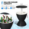 Outdoor Cooler Table, Height-Adjustable Outdoor Cool Bar w/ 8 Gallon Beer and Wine Cooler