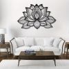 CIFbuy "Boho Wall Art Decor – Black Mandala Metal Wall Hanging, Lotus Flower Design for Bedroom, Living Room