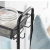 Slim 3-Tier Rolling Bathroom Storage Cart with Hooks, Black