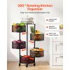 Rotating Storage Rack Cart, 5 Tier Fruit and Vegetable Basket Bowls, Heavy Duty Wire Basket Organizer on Wheels