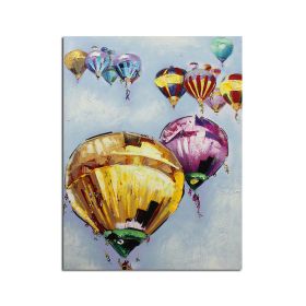 Ha's Art Top Selling Handmade Abstract Oil Painting Wall Art Modern Minimalist Hot Air Balloon Picture Canvas Home Decor For Living Room Bedroom (size: 70x140CM)