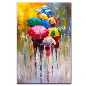 100% Hand Painted Abstract Oil Painting Wall Art Modern Figure Rain view On Canvas Home Decoration For Living Room No Frame (size: 70x140CM)