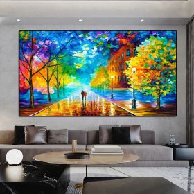 Modern Walking Down The Street Abstract Oil Painting Print On Canvas Nordic Poster Wall Art Picture For Living Room Home Decor (size: 70x140CM)