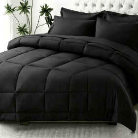 Black 2-Piece & 3-Piece Bedding Comforter Set – Twin/Queen/King – Soft Microfiber (Inclusion: Comforter *1+Pillowcase*2, size: QUEEN)