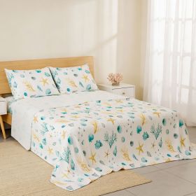 4pcs ultra-soft 85g brushed printed sheets and pillowcases, machine washable, suitable for all seasons (size: queen(59.84''*79.92''))