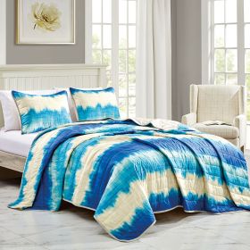 Reversible 3-Piece Tie-Dye Bedspread Set - Quilted Coverlet with Pillow Shams (size: QUEEN)