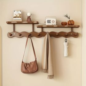 Multifunctional 8-Hook Coat Rack] Durable Bamboo Wall-Mounted Coat Rack | Multifunctional Entryway Storage Shelf with Hooks for Hanging Coats, Hats (Color: Brown)