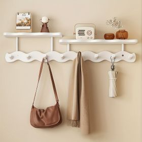 Multifunctional 8-Hook Coat Rack] Durable Bamboo Wall-Mounted Coat Rack | Multifunctional Entryway Storage Shelf with Hooks for Hanging Coats, Hats (Color: White)