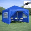 Outdoor 10x 10Ft Pop Up Gazebo Canopy Tent Removable Sidewall with Zipper,2pcs Sidewall with Windows,with 4pcs Weight sand bag