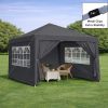 Outdoor 10x 10Ft Pop Up Gazebo Canopy Tent Removable Sidewall with Zipper,2pcs Sidewall with Windows,with 4pcs Weight sand bag