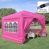 Outdoor 10x 10Ft Pop Up Gazebo Canopy Tent Removable Sidewall with Zipper,2pcs Sidewall with Windows,with 4pcs Weight sand bag