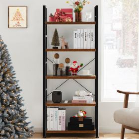 5 Tiers Bookshelf, Classically Modern Book Shelf, Book Rack, Storage Rack Shelves in Living Room/Home/Office (Color: RUST)