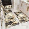 Three-piece kitchen rug set, non-slip and washable, abstract pattern kitchen hallway rug, soft and comfortable, suitable for sinks, floors, entrances