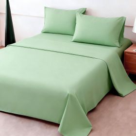 4-piece ultra-soft 85g bed sheet and pillowcase set. Soft and durable, solid color, machine washable (Color: Light green, size: king(75.98''*79.92''))